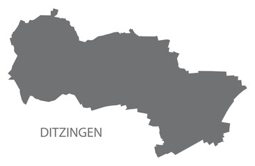 Ditzingen German city map grey illustration silhouette shape