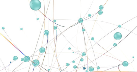 Abstract 3d rendering of network concept. Modern background. Futuristic shape with spheres and lines. Design for poster, cover,
