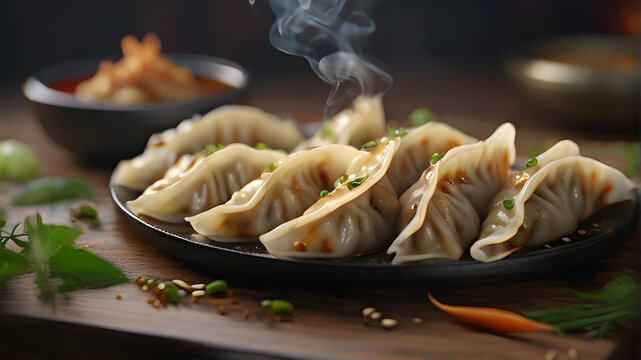 Momos Dumplings served with Tomato chutney