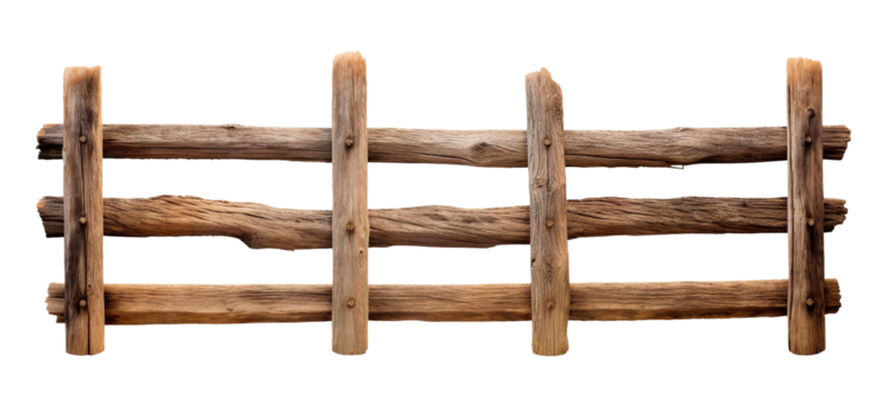 Rustic wooden fence, cut out