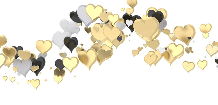 realistic isolated heart confetti on the transparent background for decoration and covering. Concept of Happy Valentine's Day, wedding and anniversary