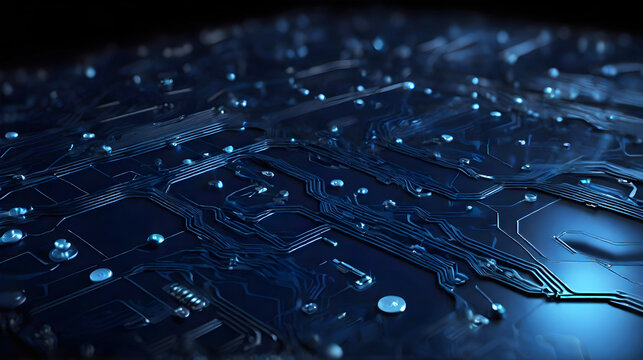 Abstract futuristic circuit board. Electric Circut Board. Geometric and connection system High computer technology dark blue color background