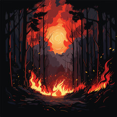 Forest on fire illustration vector