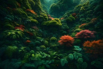 Fototapeta premium A captivating scene of natural greenery, the HD camera highlighting the intricate textures and vibrant hues of plants and foliage in stunning