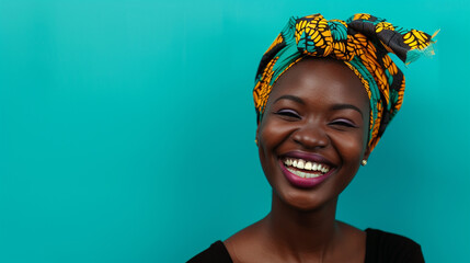 Joyful Central African Woman, Isolated on Solid Background - Copy Space Included
