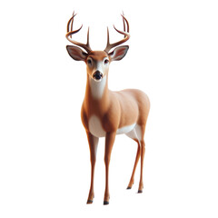 Fototapeta premium White-Tailed Deer. The animal should be depicted in a spring,Animal,PNG format,3D render isolated on a white background