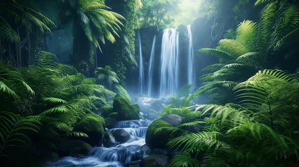 Fotobehang waterfall in the jungle © carrie