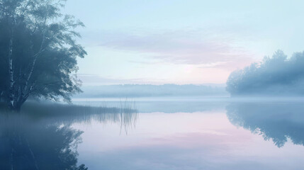 Fototapeta premium misty morning on the river