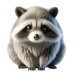 Fototapeta premium Raccoon,The animal in a spring,Animal,PNG format,3D render isolated on a white background