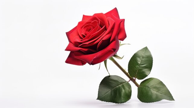 Isolated red rose on white background.