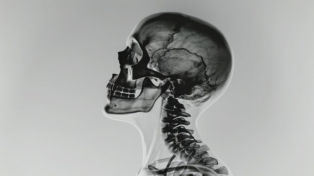 Film x-ray skull and cervical spine lateral view