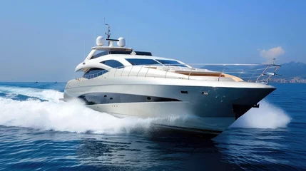 Gordijnen luxury motor boat, rio yachts italian shipyard © buraratn