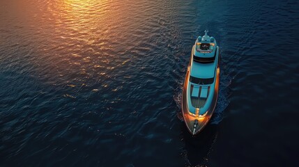 luxury yacht, aerial view