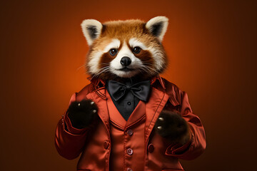 Red Panda in Fashionable Outfit - Perfect for Dynamic and People-Centric Marketing