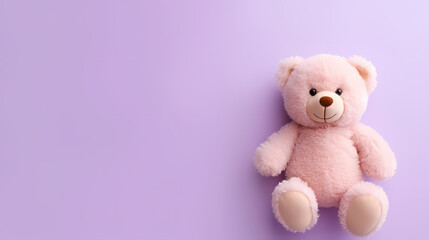Cute teddy bear, copy space, bokeh effect