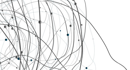 Big data visualization. Network connection structure with chaotic distribution of points and lines. 3D rendering.