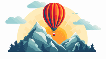 Abstract cheerful and soaring hot air balloon  symbolizing adventure and happiness. simple Vector art