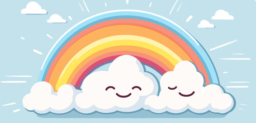 Abstract cheerful cloud with a rainbow  symbolizing joy after the rain. simple Vector art