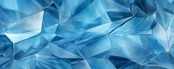 3d render, abstract blue crystal background, faceted texture, wide panoramic polygonal wallpaper