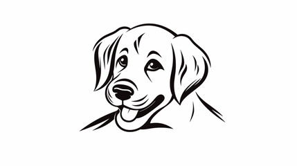 Abstract happy and contented puppy face  representing canine joy. simple Vector art