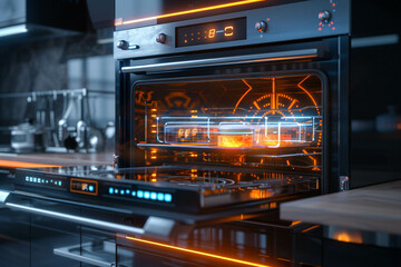 Obraz premium A futuristic depiction of an oven with advanced technology