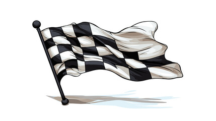 Abstract crumpled and torn checkered racing flag  representing defeat in racing. simple Vector art - obrazy, fototapety, plakaty