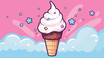 Abstract cheerful and playful ice cream cone  representing frozen happiness. simple Vector art