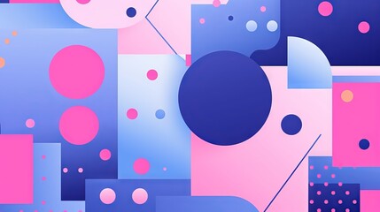 Vibrant blue, purple, and pink minimalist abstract background with memphis style geometric patterns for business presentations and designs

