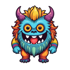 demon beast cartoon vector illustration. colorful concept
