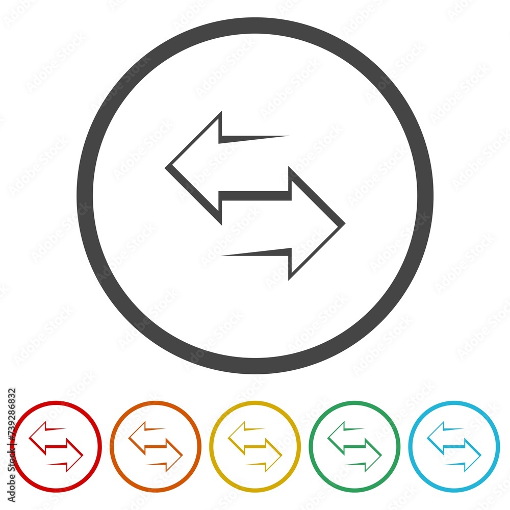 Poster transfer arrows icon. set icons in color circle buttons