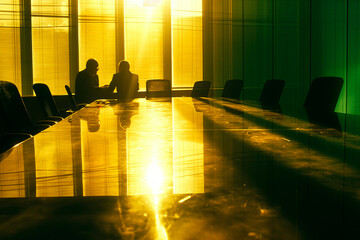 conference room with some people at a conference table in the sunlight