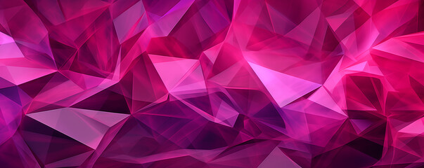 3d render, abstract magenta crystal background, faceted texture, wide panoramic polygonal wallpaper - obrazy, fototapety, plakaty