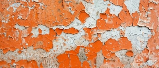 This wide shot captures the widespread decay of orange peel paint, creating an unintended mural of time's relentless effect on man-made structures.