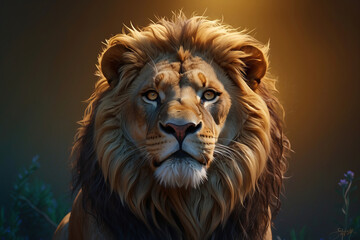 Naklejka premium Lion with a crown of thorns. Jesus, the Lion