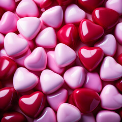 Obraz premium Valentines day background with colorful hearts. 3d illustration.