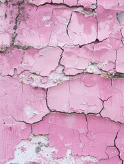 Fading pink paint on a rough surface shows the beauty of impermanence, with every crack and chip telling a silent story of change.