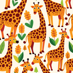 Giraffe pattern design, vector illustration for fabric print paper connected seamlessly.