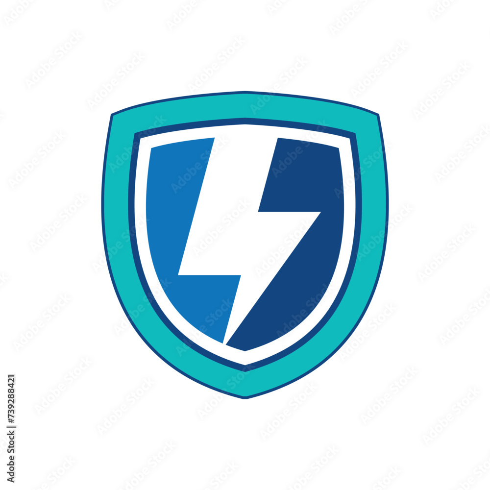 Aufkleber this image on a white background is a shield logo with a flash or electricity symbol in the middle i