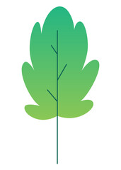 Flat minimal leaf of bush, shrub, tree, wild plant icon. Cartoon park or garden, spring landscape element. Environmental colorful isolated vegetation