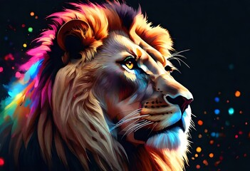 portrait of a lion, illustration