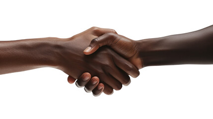 Two black man handshake. Deal with a project business.