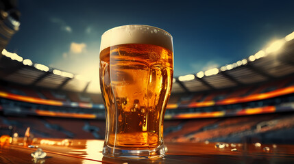 Glass of cold beer, mug product advertising on beer background with copy space - obrazy, fototapety, plakaty