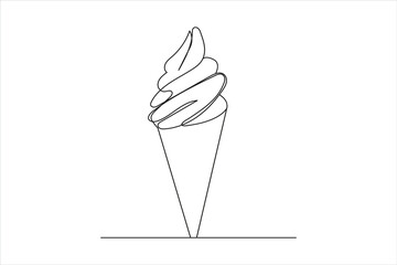 ice cream cone continuous single line drawing. line art vector illustration