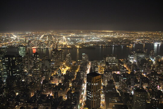  view to skyline of New York with East river and Hudson in background.