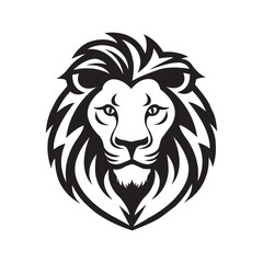 Lion face tattoo logo symbol. Vintage black and white simple illustration. Head of a lion king