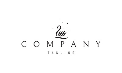 Vector logo with an abstract image of a swan on a wave.