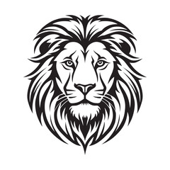 Lion head tattoo logo. Vintage style line art vector template