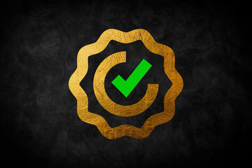 Gold Quality warranty, assurance 5 star, Guarantee, Standards, ISO certification and standardization concept.