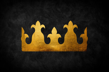Golden crown from a king with dark background.