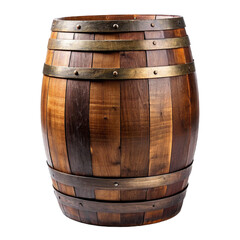 Obraz premium Rustic Wooden Barrel - Vintage Wood Wine Storage Container Isolated on White Background